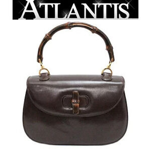 Gucci Bamboo Handbag Leather Brown